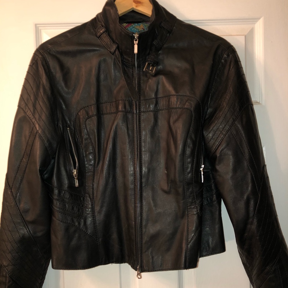 Ladies Bod and Christensen leather bomber jacket